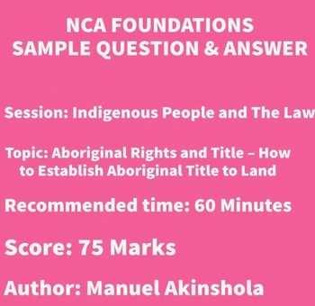 Aboriginal Rights and Titles – How to Establish Aboriginal Title to Land